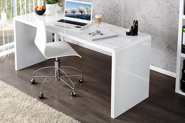High gloss white contemporary desk