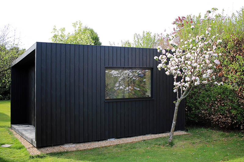Origin Noir garden room with black cladding, West Sussex